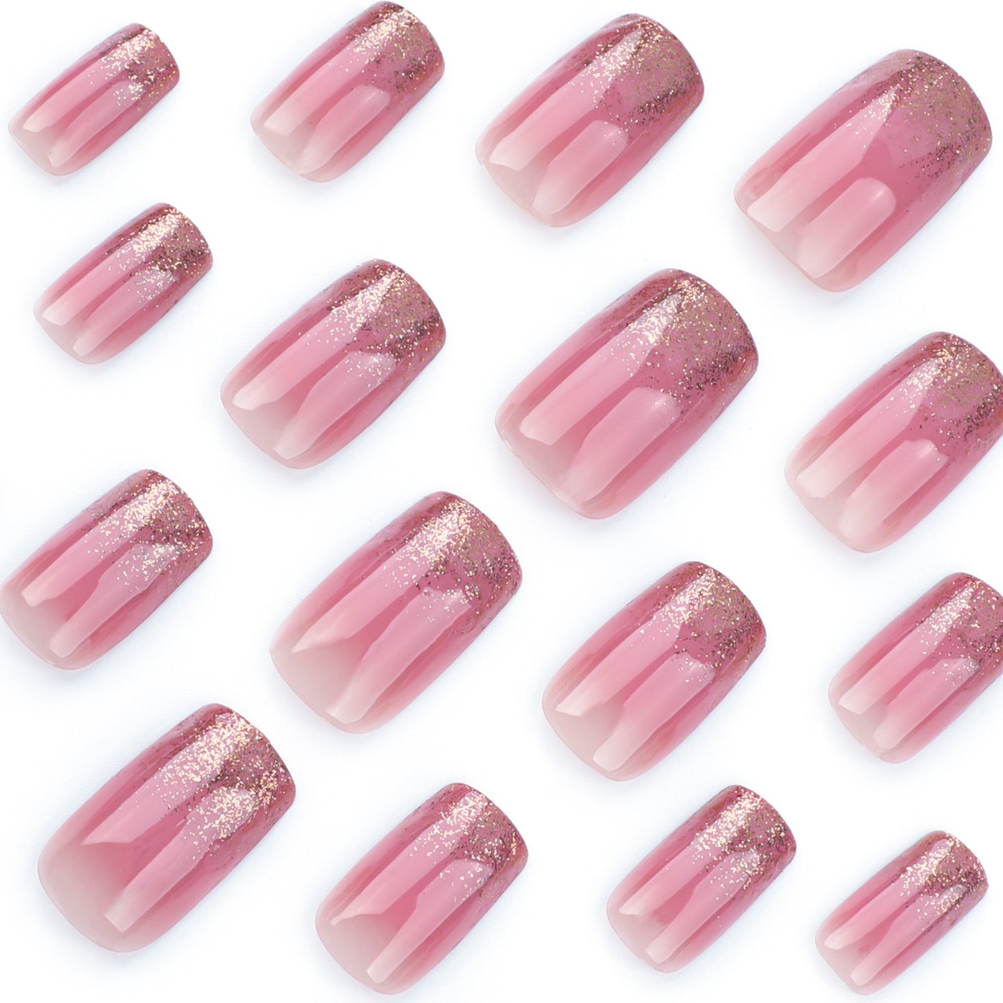 Relective 3D glitter Handmade Nails-Mid length Square nails- Free 4-pc Nail-kit included