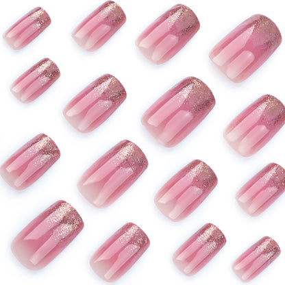 Relective 3D glitter Handmade Nails-Mid length Square nails- Free 4-pc Nail-kit included