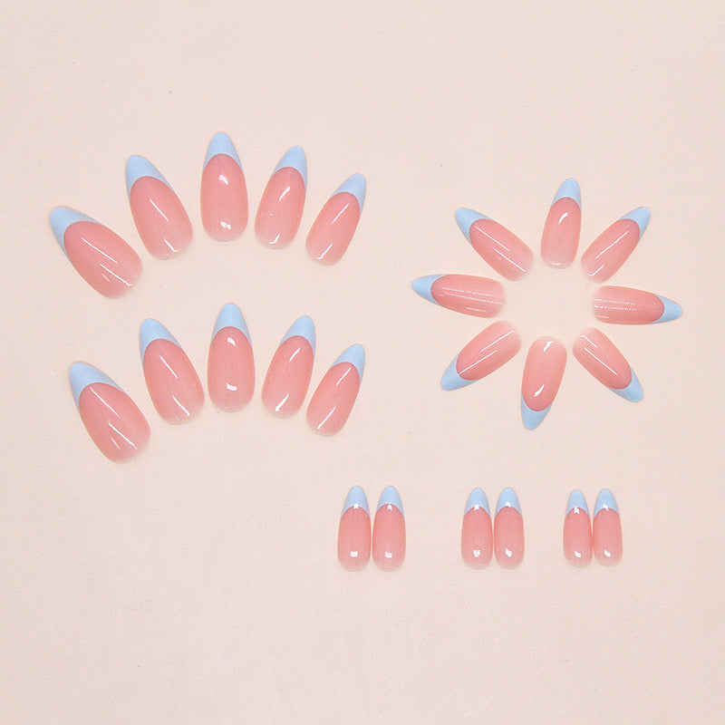 French Almond Nails-2065- Free 24-pc Sticker Sheet  included