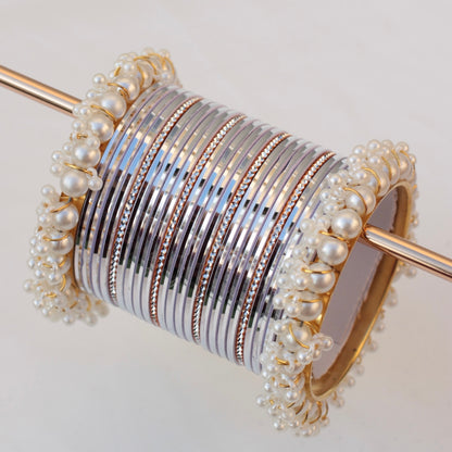 Mila Bangle Set-Silver