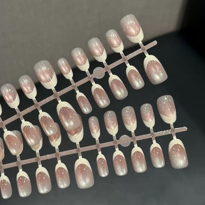 [PREMIUM] Handmade Cat-eye Reflective Nails-412- (1 strip- 30 nails) Free 24 pc Sticker Sheet  included