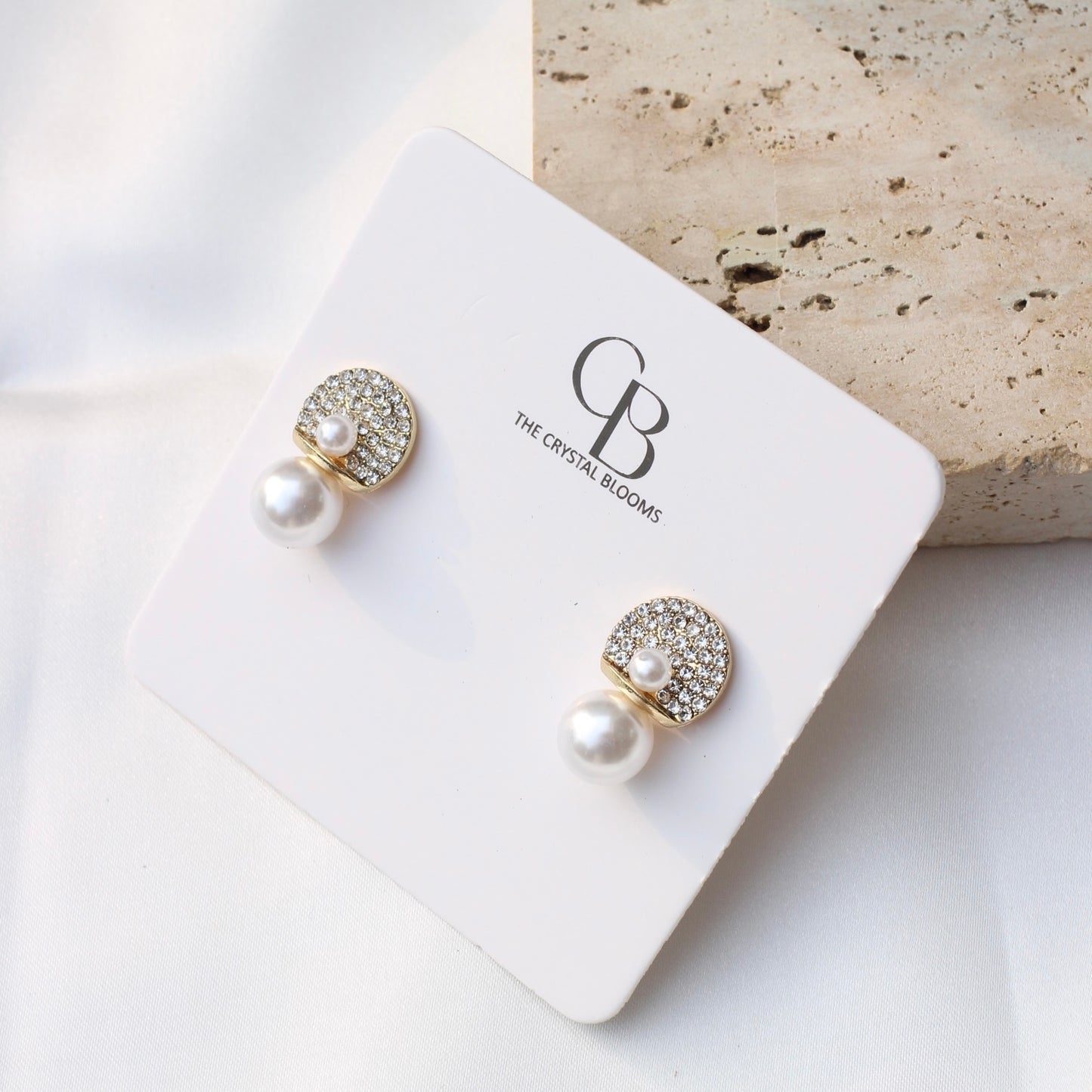 JEarrings diamante crystals with pearl studs -16