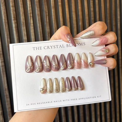 Nails-980M- Almond nails- Free 24pc Sticker Sheet included