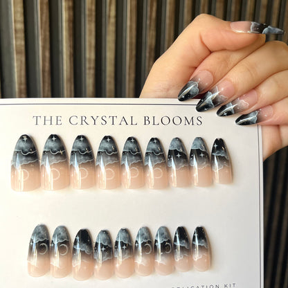 Black and Nude Nails-1608- Free 24 pc Sticker Sheet included