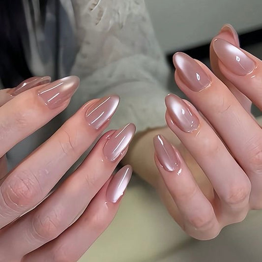 [PREMIUM] 3D Handmade Mauve Cat-Eye Nails -754-Free 4 pc nail kit included