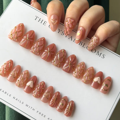 Premium Handmade 3D Nails-(30 nails) 07DJS- Free 24pc Sticker Sheet included