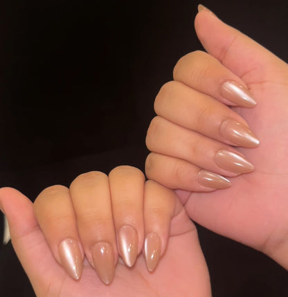 Cat-eye Nude Nails -2072- Free 24 -pc Sticker Sheet  included