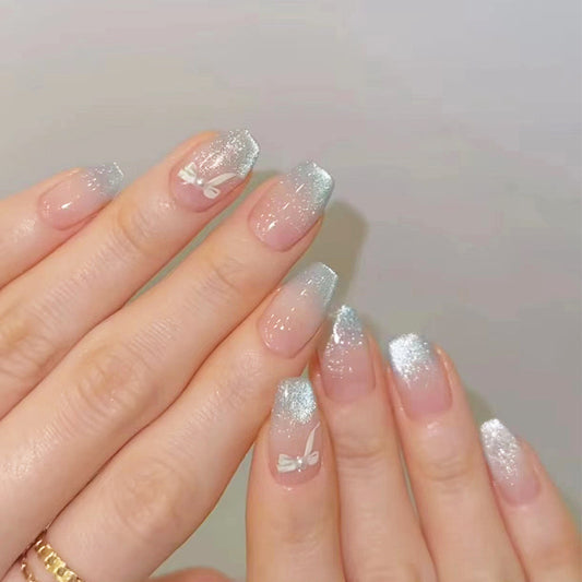 Handmade cat-eye glitter Nails-8653D handmade Nails-3099- Free 4 pc nail kit included