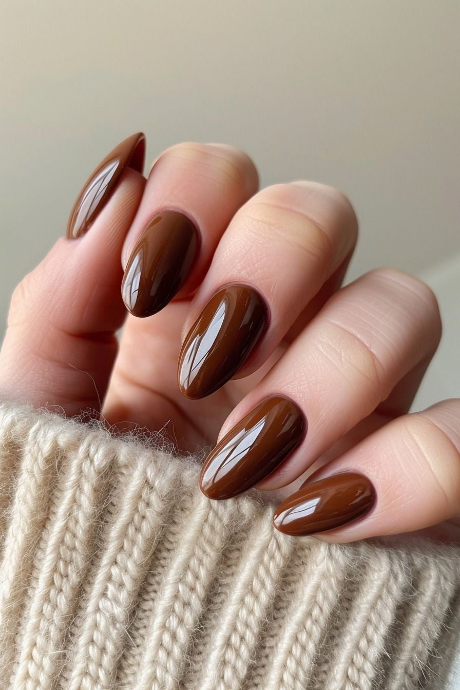 Dark Mocha Almond Nails -855-Free 24 pc Sticker Sheet  included