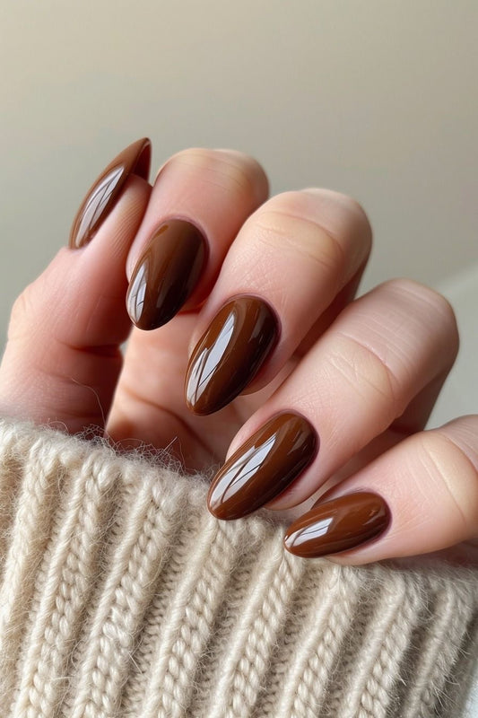 Dark Mocha Almond Nails -855-Free 24 pc Sticker Sheet  included