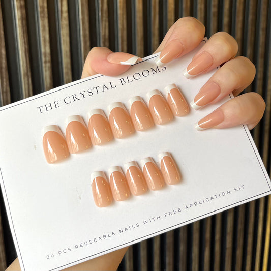 Square French Nails-2419 - Free 24 pc Sticker Sheet  included
