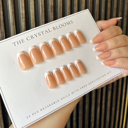 Square French Nails-2419 - Free 24 pc Sticker Sheet  included