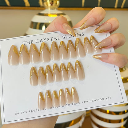 [Premium] 3D festive Nails-3877-Almond nails- Free 24 -pc Sticker Sheet  included