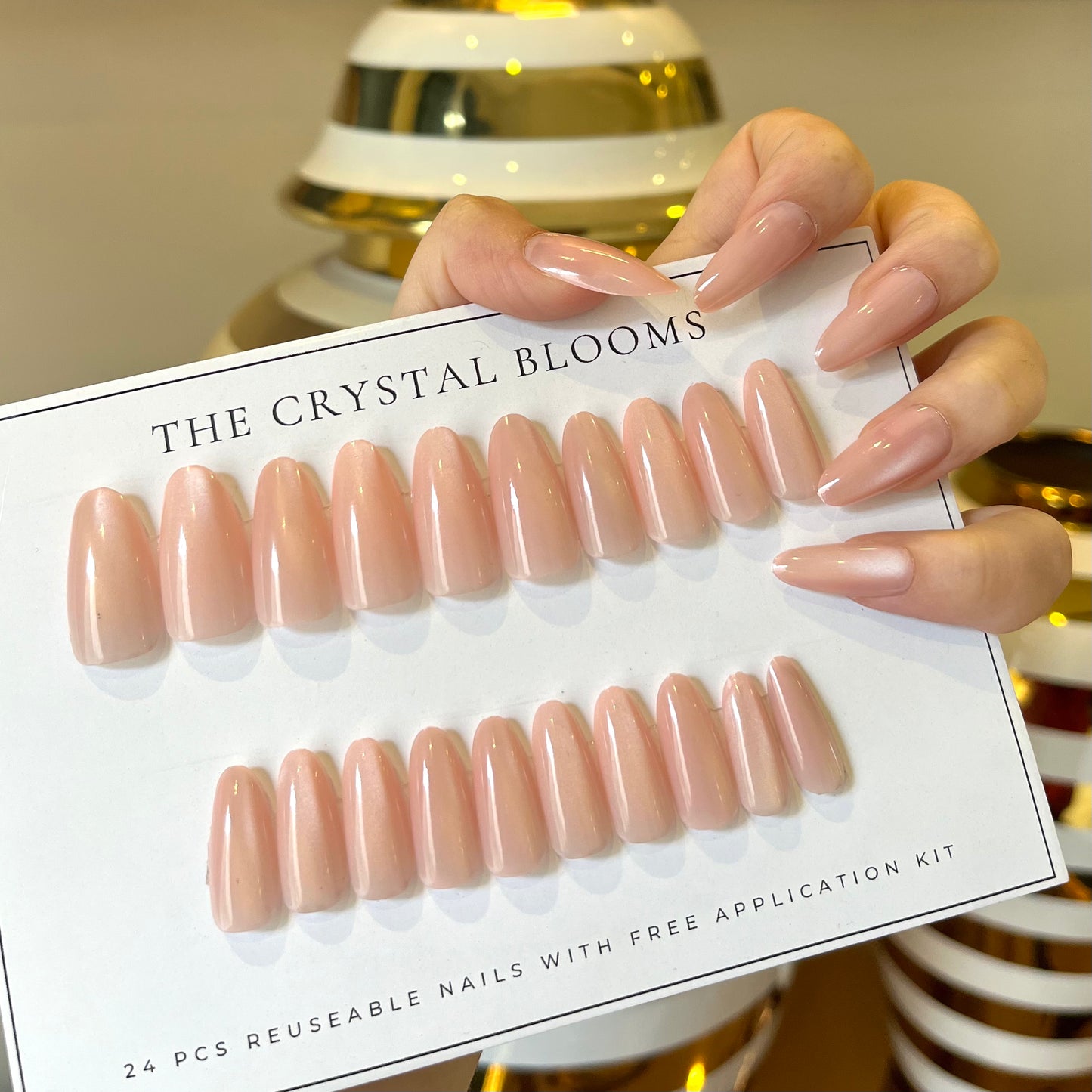 Cat eye Nails-196-Medium Length Almond nails- Free 24 pc Sticker Sheet included