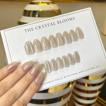 [PREMIUM] Handmade Cat-eye Shimmer Nails - 819- Free 24 pc Sticker Sheet included-n