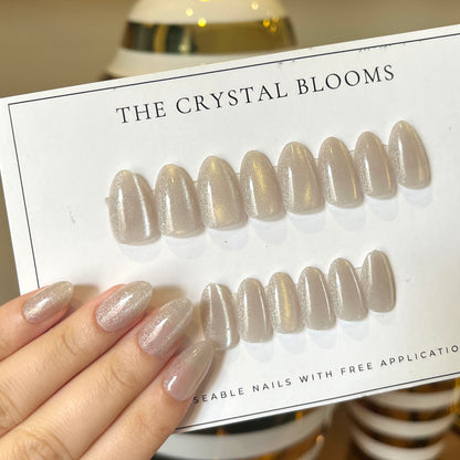 [PREMIUM] Handmade Cat-eye Shimmer Nails - 819- Free 24 pc Sticker Sheet included-n