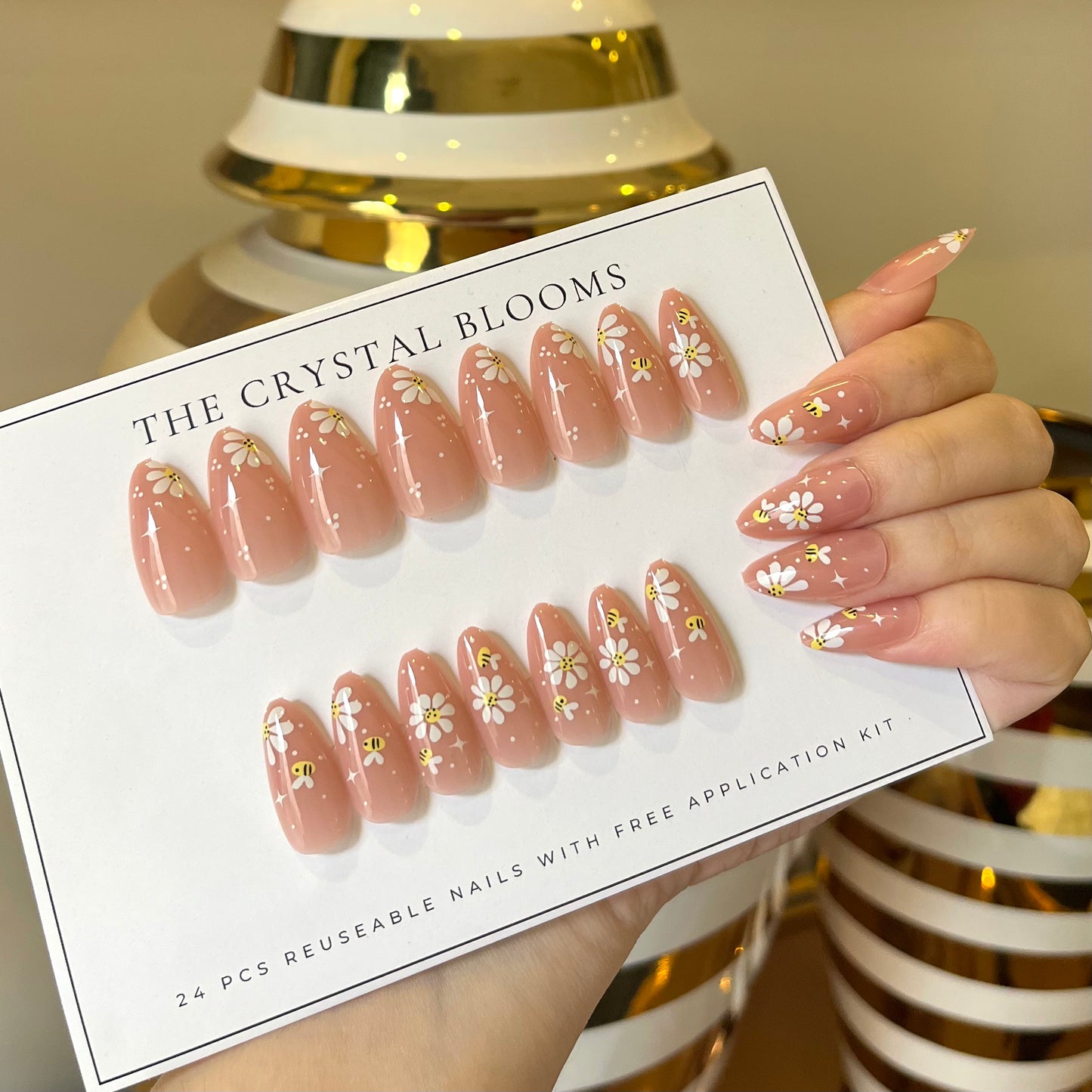 Nails-3287-Almond nails- Free 24pc Sticker Sheet included