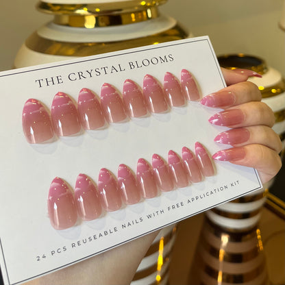 Nails-040-Medium Length Almond nails- Free 24 pc Sticker Sheet  included