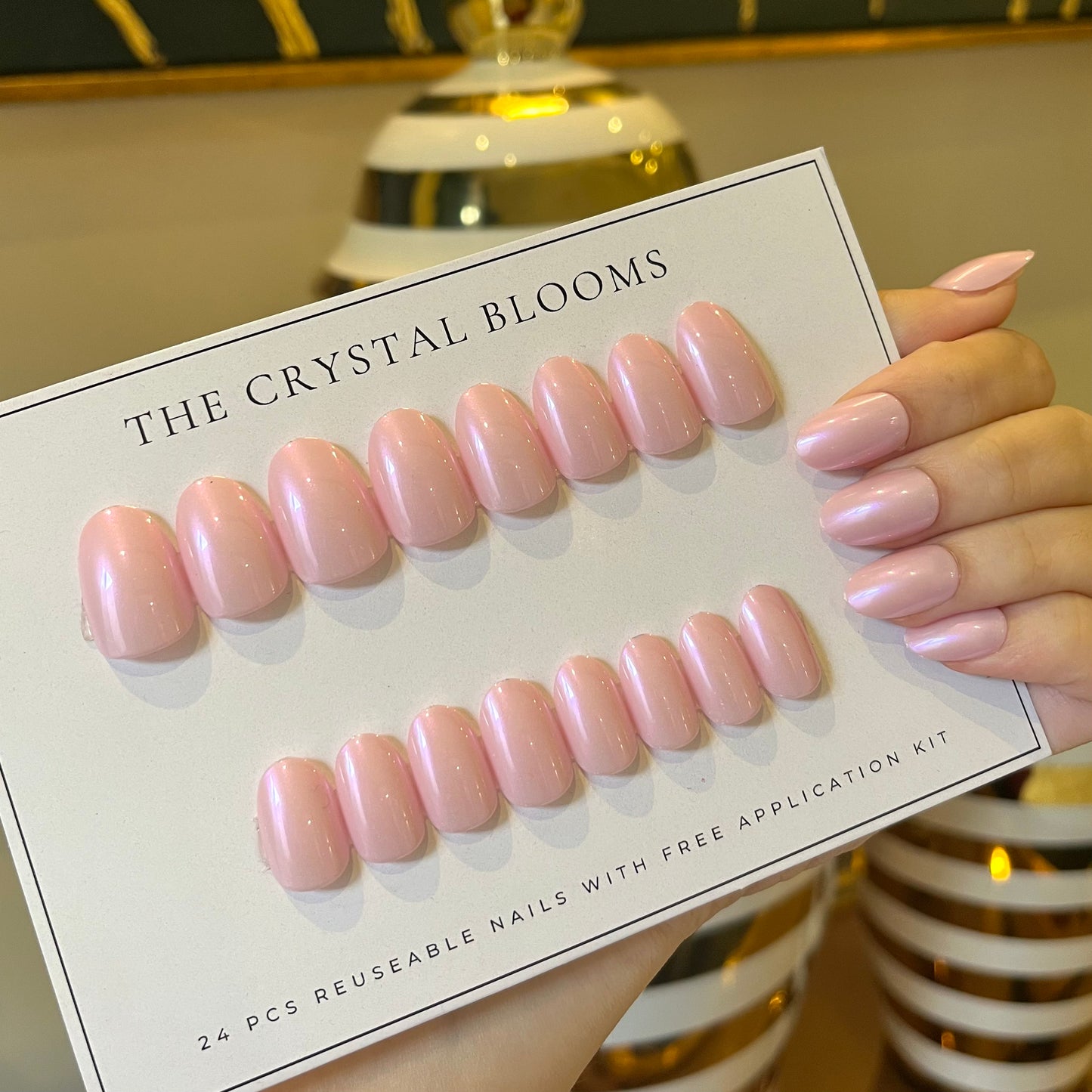 Nails-1340-Medium Length Almond nails- Free 24 Pc Stickers Sheet included