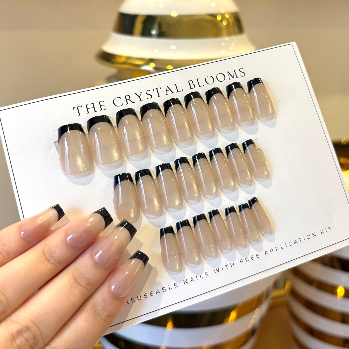 Nails-087-Cateye French Nails- Free 24 -pc Sticker Sheet  included