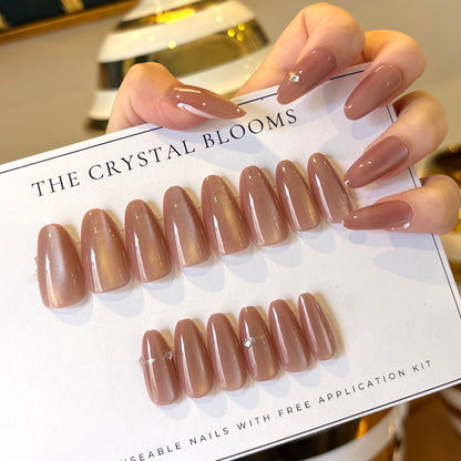 [PREMIUM] Handmade Cat-eye Reflective Nails-418- (1 strip- 30 nails) Free 24 pc Sticker Sheet  included