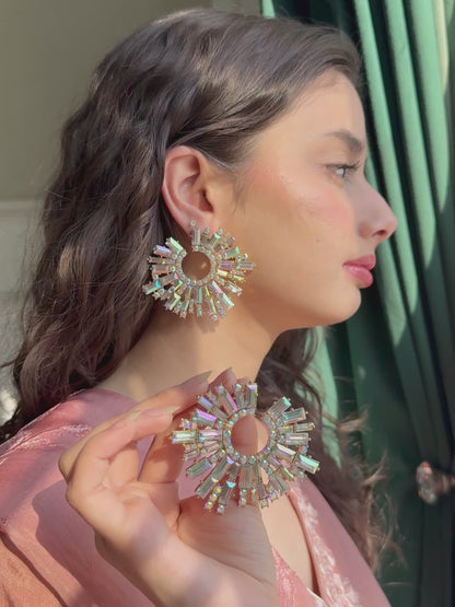 JCEarrings(Rhinestone XXL disks)-162-CL