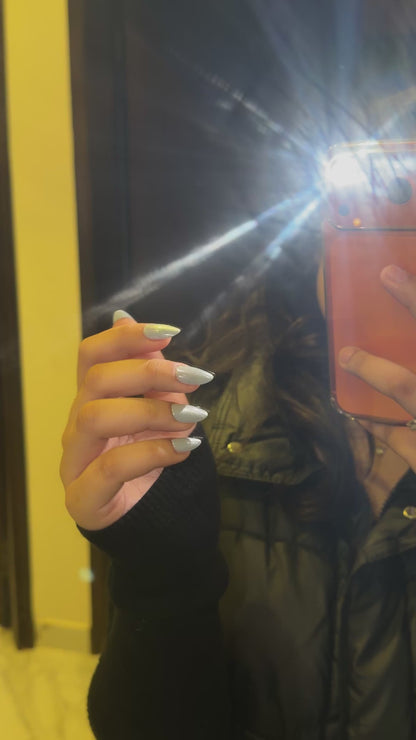 [PREMIUM] Handmade Blue Cat-eye Reflective Nails-857- Free 24 pc Sticker Sheet  included