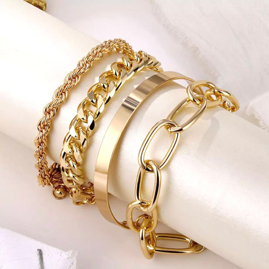 JBraceletSet - Bracelet set of 4 pcs- gold statement bracelets-PC35